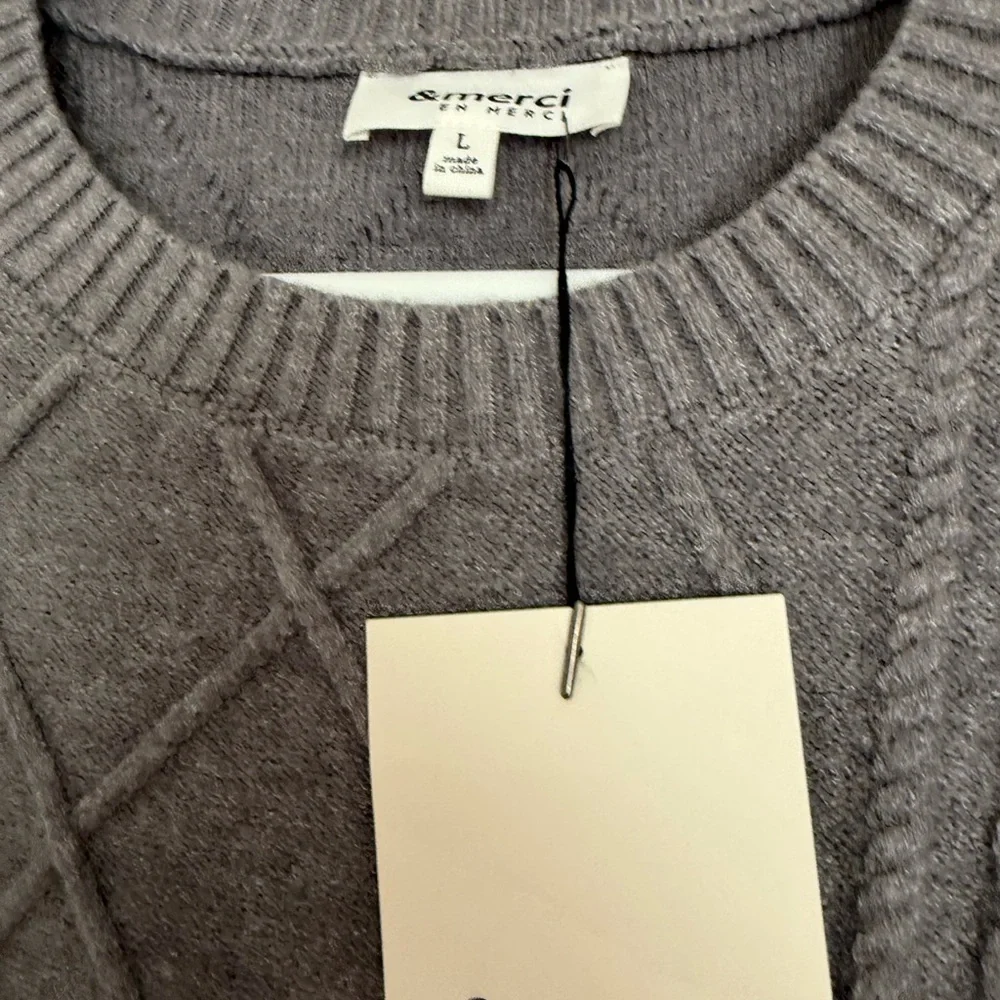 Gray Sweater with attached shirt - Picture 3 of 3